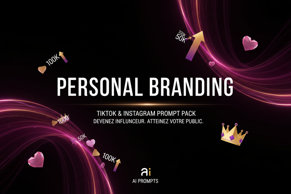 Bannière Pack 10 Prompts IA Personal Branding TikTok & Instagram