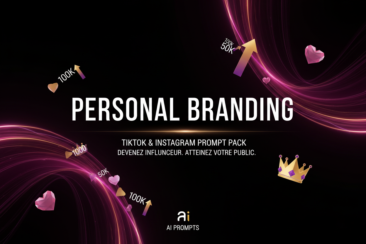 Bannière Pack 10 Prompts IA Personal Branding TikTok & Instagram