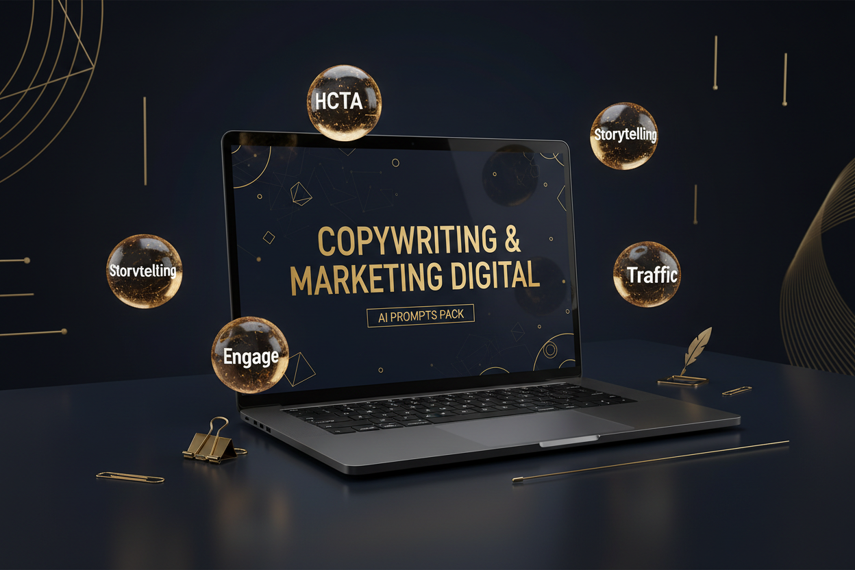 Pack 40 Prompts IA Copywriting & Marketing Digital – mockup premium dark luxury