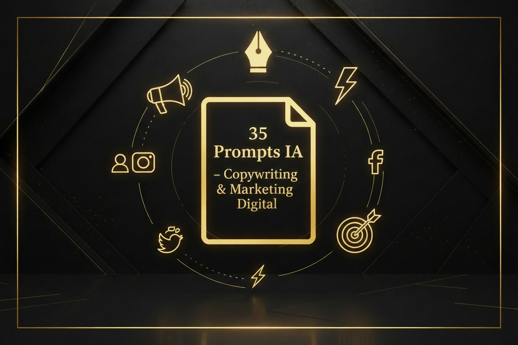 Pack 40 Prompts IA Copywriting & Marketing Digital – icônes marketing gold