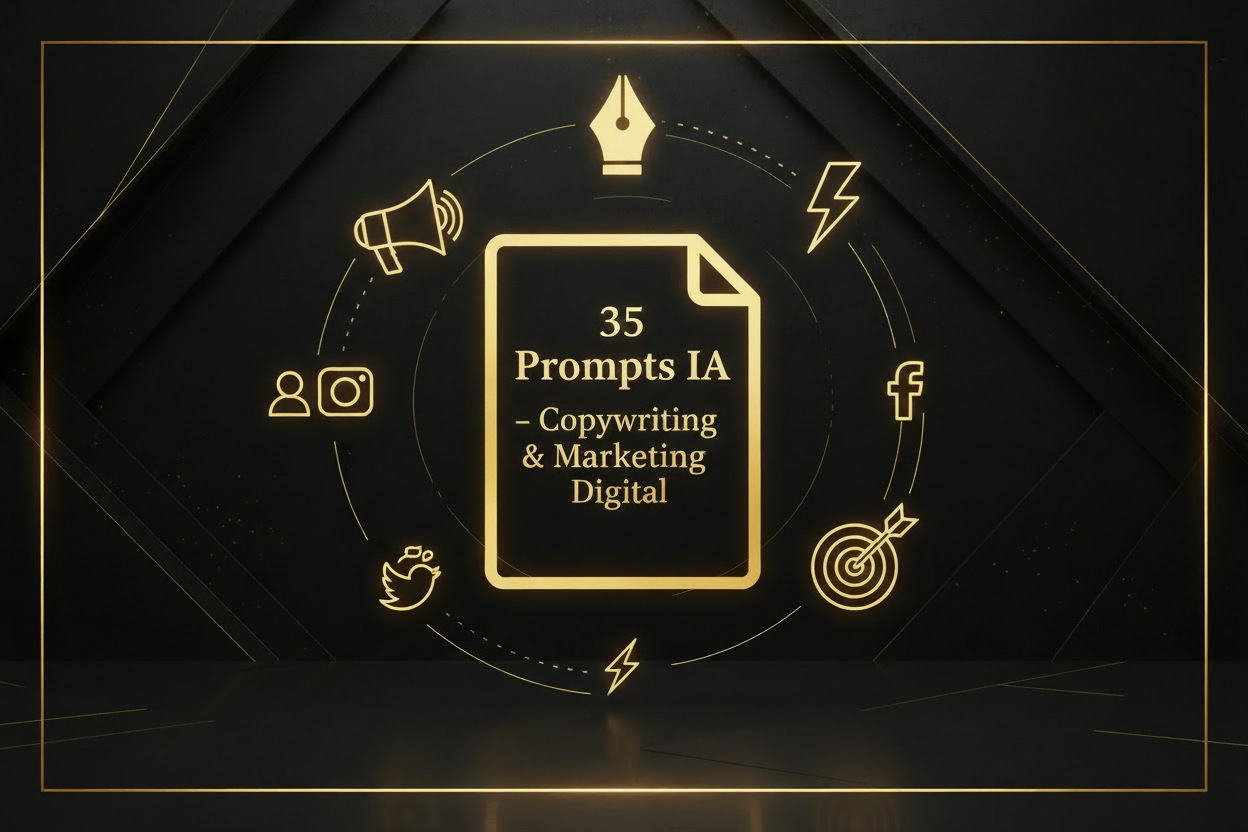 Pack 40 Prompts IA Copywriting & Marketing Digital – icônes marketing gold