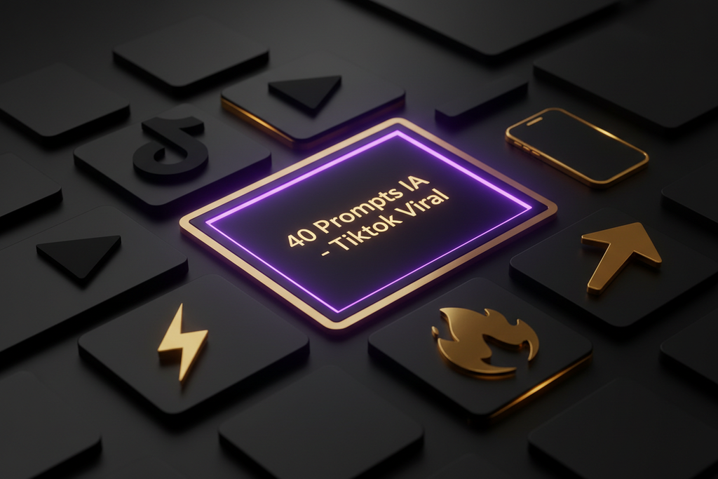 Pack 40 Prompts IA TikTok Viral – icônes gold marketing