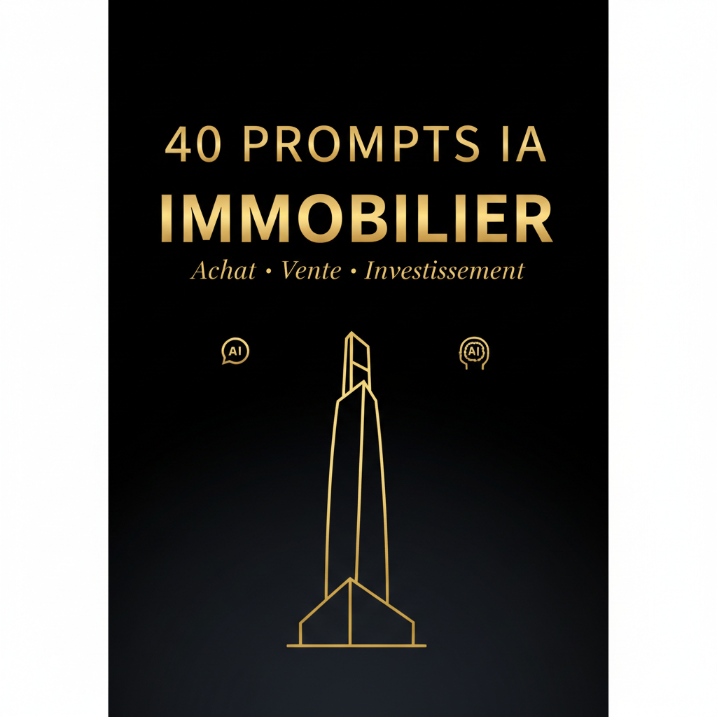 Pack 40 Prompts IA Immobilier – Cover premium dark luxury