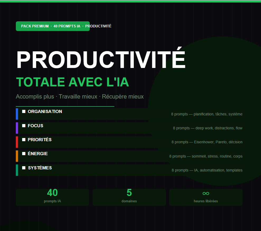 PRODUCTIVITÉ TOTALE AVEC L'IA — 40 Prompts IA premium